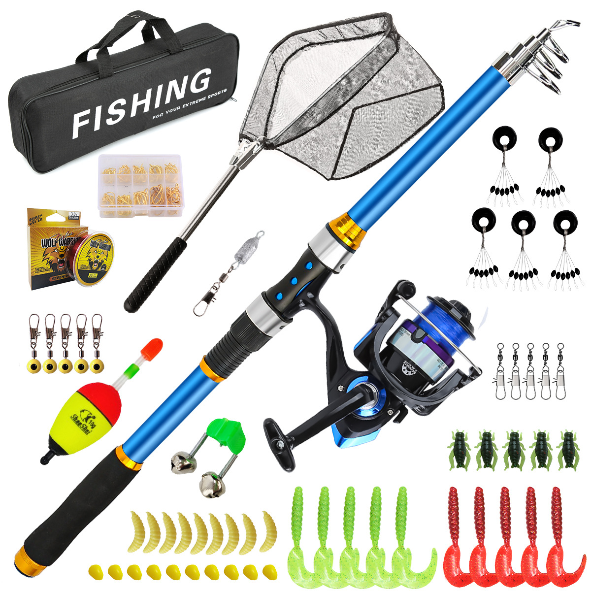 Fishing Boat Fiberglass - Set Joran Pancing Serat Kaca Teleskopik