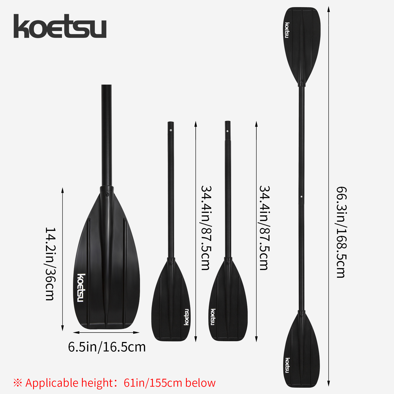 KOETSU Aluminium Alloy Double- - Fishing Boat Paddle ulasan dan harga